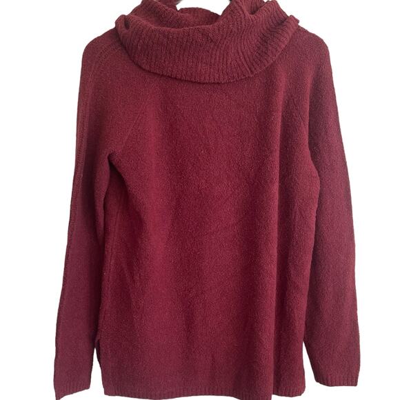 CASLON Women Sweater XS Red Cowl Neck Pullover Long Sleeve Boil Knit Side‎ Slits - Picture 3 of 9